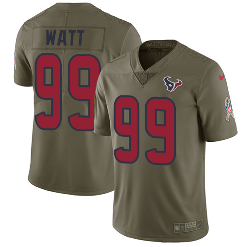 Nike Texans #99 J.J. Watt Olive Men's Stitched NFL Limited Salute to Service Jersey